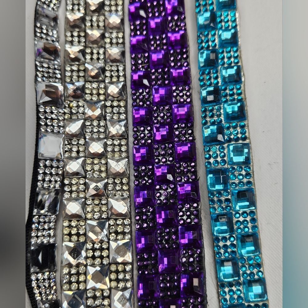 Hair accessories, Set of 4, Pony tail and headband, Purple, Blue, Silver